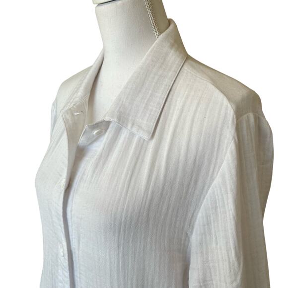 Eileen Fisher Cropped Lofty Gauze Jacket Size Medium White 100% Cotton System - Picture 3 of 11